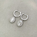 S925 Sterling Silver 1ct 5*7 Oval Moissanite Earrings Wholesale-0-2
