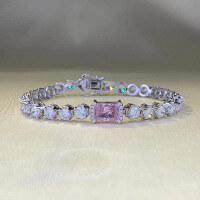 wholesale Sterling Silver 6*8mm Icy Cut Pink Diamond Bracelet, Simple, Stylish, and Trendy, Hot Seller in Europe and America for by Zhuozhifan-B087 Pink Diamond Bracelet 17cm
