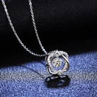 S925 Sterling Silver Moissanite Pendant Necklace with Hexagram Design-50-piece chain (D color moissanite)  925 silver