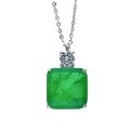 wholesale Metal: 925 Sterling Silver Stumu Jewelry New Square 15*15 Emerald Simulated Bezel Pendant with European & American Style Lucky Necklace-0-4