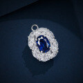 wholesale 925 silver new jewelry 3ct oval-shaped lab-grown sapphire 7*10 necklace hot-selling in cross-border markets-0-1