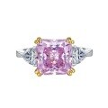 wholesale S925 Silver New High Carbon Diamond 5 Carat Square Cushion Cut Yellow Pink Simulated Diamond Ring for Women-0-4