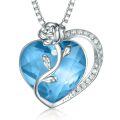 wholesale 925 Sterling Silver Rose Heart Necklace with High-End Swarovski Gemstone Ruby Pendant for Women-0-5