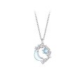 wholesale S925 Sterling Silver Fantasy Star and Moon Necklace for Women, Minimalist andCollarbone Chain, Trendy Valentine's Day Gift for Girlfriend-0-4