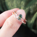 wholesale S925 Sterling Silver New Stackable Natural Moss Agate Ring Set with Moss Gemstone Cross-Border Best Seller-0-3