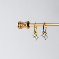 wholesale S925 Sterling Silver Compact and Agile Hoop Earrings with Geometric Diamond Accents, Double Diamond Short Drop Earrings for Women G6120-S925 silver earrings silver 925 silver