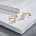 wholesale 14K Gold Plated 925 Sterling Silver with Natural Freshwater Pearl Korean Style Cute Bunny Girl Ear Climber-0-3