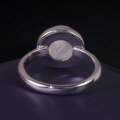 wholesale S925 Sterling Silver Simple and Elegant Natural Moonstone Ring, 10mm Round High-Quality Blue Flash Moonstone Ring-0-3