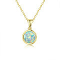 wholesale 925 Silver Versatile Round Synthetic Opal Pendant with White Fire Opal Jewelry Necklace-0-4