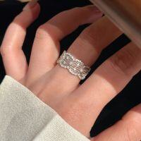 wholesale S925 Sterling Silver Vintage Style Hollow Lace Ring, Small and Luxurious, High-End Retro Elegance, Versatile Full Diamond Ring-Platinum US No. 5 (Hong Kong 10-11)