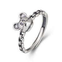 wholesale S925 Sterling Silver Cartoon Cute Mickey Mouse Ring Trendy Fresh Niche Versatile New Index Finger Ring for Women-A030J/approx. 2.4g Adjustable opening