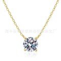 S925 Silver 03CT 05CT Moissanite Four-Prong Delicate Women's Necklace-0-6
