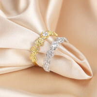 wholesale 925 Sterling Silver Rose Flower Ring for Women, Simple Bohemian Style Artistic Sweet Zircon Open Adjustable Finger Ring Jewelry-925 sterling silver 14K gold opening adjustable 1.48g