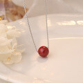 wholesale Metal Material: Sterling Silver Maker S999 Pure Silver Box Chain Red Bead Necklace for Women, New Style Versatile Red Zodiac Year Collarbone Chain, Light Luxury Niche-0-6