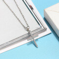 wholesale S925 Sterling Silver Cloud-Pull Jewelry Cross Pendant Necklace Full with Zircon, European and American Minimalist Style Factory Direct-0-3