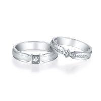 wholesale S925 Sterling Silver Auditorium Flower Path Couple's Ring Set, Wedding Bands, Textured Frosted Finish, Engravable-Gray velvet box One size