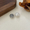 wholesale 3D hard silver S999 pure silver patterned bead spacer components for DIY handmade braided bracelets, necklaces, and ins-style accessories-0-5