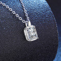 S925 Sterling Silver Cross Cultured Emerald Moissanite Necklace-0-4