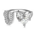 wholesale S925 Sterling Silver European and American Cross-Border Women's Ring with Personalized Letters, Heart, Zircon Inlaid, Adjustable Opening Silver Jewelry for Women-0-24