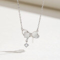 wholesale Metal material cat's eye stone bow necklace for women, versatile ins style, lightweight luxurydesign, high-end delicate collarbone chain wholesale-0-0