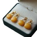 wholesale S925 silver natural old egg surface wax earrings with amber beeswax chicken oil yellow ear studs live stream supply chain-0-4