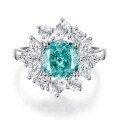 wholesale S925 Sterling Silver Cross-Border Europe and America Gemstone Foreign Trade Paraiba Sugar Cube Ring Ice Flower Cut Emerald Women's Wholesale Ring-0-5