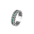 wholesale Metal material: S925 silver Vintage distressed woven twist ring for women, open-ended, bohemian style-0-4