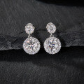 wholesale Cross-border best-selling full-diamond earrings, new style moissanite earrings, round high-end fashion round-set elegant moissanite stud earrings Place the metal material at the very beginning-0-2
