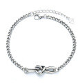 wholesale S925 Sterling Silver Intertwined Hearts Knot Minimalist Ins Niche Design Chain Bracelet for Women-0-4