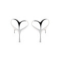 wholesale S925 Sterling Silver Arrow Through Heart 3D Polished Heart Stud Earrings, Luxury INS Style Street Fashion Earrings-0-5