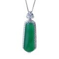 wholesale [925 Silver] Zhuofan New Jadeite Green Imperial Green Ascending Step by Step Pendant Green Chalcedony Necklace Adjustable-0-4