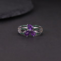 wholesale S925 Sterling Silver Luxury Diopside Ring with Natural Topaz and Amethyst, Autumn and Winter Decorative Hand Jewelry-0-0