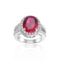 wholesale S925 sterling silver luxurious design-inspired multicolored lab-grown ruby ring, European and American vintage gemstone ring for women-0-4