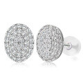 wholesale 18K gold oval full diamond earrings with 50 points of natural real diamonds, simple and elegant ear studs for women-0-4