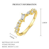 wholesale S925 Sterling Silver Minimalist Irregular Zircon Earrings, French Elegant Ring, And Necklace Set-K2157, white zirconium, 18K yellow plating, Mido 7&gt;925 silver
