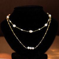 wholesale Pure Silver 9S5 White Freshwater Pearl Necklace for Women, Versatile Long Double Layer Layering Pendant Chain for Autumn Winter New Collection-Pearl Tassel Necklace 925 Silver