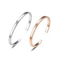 wholesale Sterling Silver Plated Rose Gold S990 Pure Silver Couple's Open Bracelet Engravable for Valentine's Day-0-4
