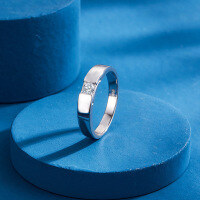 wholesale S925 Sterling Silver Minimalist Korean-style Wide Band Inlaid Diamond Closed Couple Rings for Men and Women Valentine's Day Gift-Closed Ring Women's Size 12