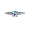 wholesale S925 Sterling Silver Cross-Border Exclusive Minimalist Four-Prong 1-Carat Moissanite High-End Fashion Birthday Gift Wedding Ring-0-3
