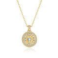 S925 Silver 18k Gold-Plated Sunflower Moissanite Eight-Treasure Compass Pendant Necklace-0-3