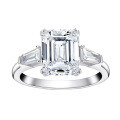 wholesale 18k Sterling Silver Square Moissanite Ring 2 Carat Genuine Diamond Emerald Cut Square Diamond Engagement Ring Moissanite Ring for Women-0-4
