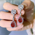 wholesale Pure silver new simulated ruby 7*10 earrings INS popular long ear accessories-0-3
