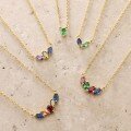 wholesale Metal material: 925 silver gold plated Cross-border hot selling family birthstone necklace with 1-5 personalized birthstones, bridesmaid gift-0-3