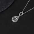 wholesale S925 Sterling Silver Natural Green Amethyst Pendant Necklace, Fashionably Luxurious and High-End with Inlaid Natural Gemstone Pendant-0-3