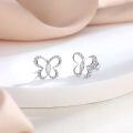 wholesale S925 Sterling Silver Butterfly Earrings for Women, Simple and Versatile Cross-Border New Product Zircon Bow Earrings with Design Sense-0-1