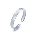 wholesale 999 Silver Open-Ended Wide Solid Bangle with Full Heart Sutra Engraved, Mother's Day Gift for Mom-0-4
