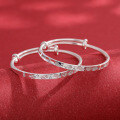 wholesale 999 Pure Silver Happiness Health Children Baby Bracelet Solid Silver Peace Bangle Infant Full Moon First Birthday Gift Engraving-0-0