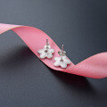 wholesale S925 Sterling Silver Korean Fashion Niche Design Sweet Floral Stud Earrings with Zirconia and Drip Enamel-0-2