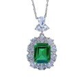 wholesale 925 Silver New Jewelry Women's European and American Vintage Luxury 4ct Nano Green 9*11 Exquisite Inlaid Pendant-0-4