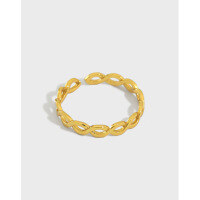 wholesale S925 Sterling Silver Korean Version Ins Minimalist Interwoven Thin Braided Ring for Women, Versatile Silver Ring-18K Gold [No. 11/Adjustable] Opening adjustable